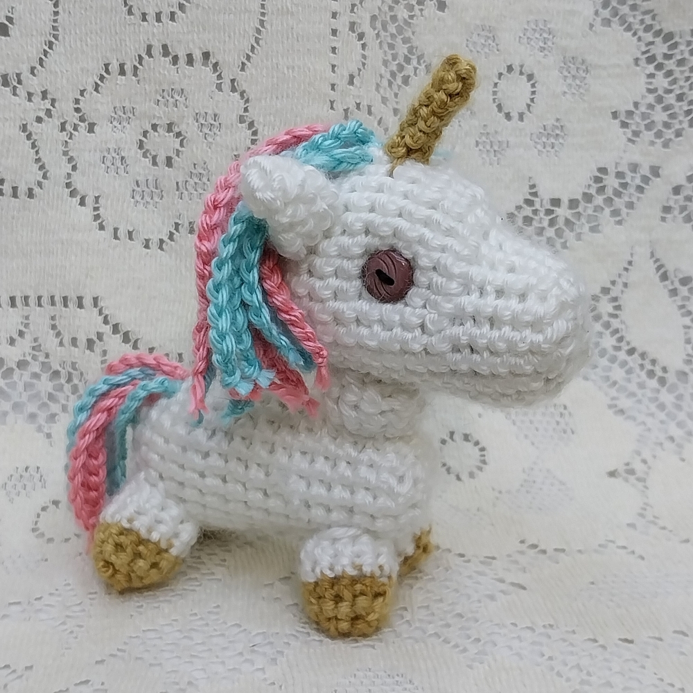 Handmade Crochet Amigurumi Stuffed Plush Unicorn Doll 🦄 Toy 5" Squish